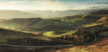 Beautiful landscape view of Hope Valley in Peak District during  clipart