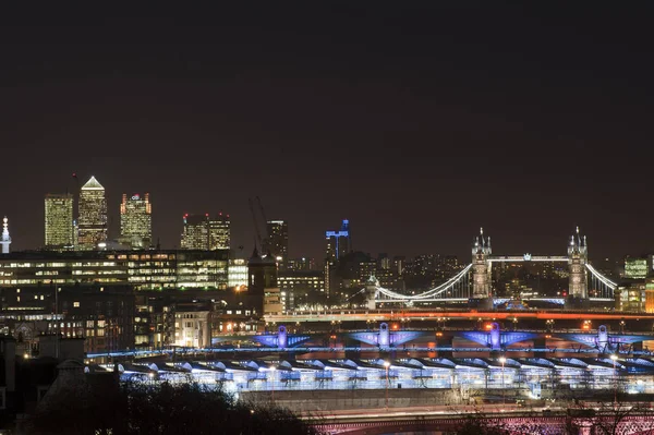 Krásné krajiny obraz panorama Londýna v noci při pohledu Stock Snímky
