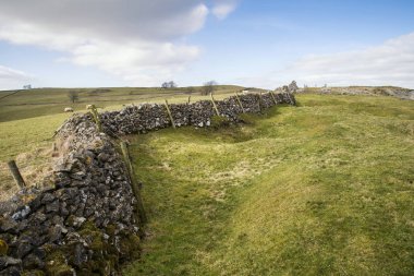Eski el Peak District Peyzaj taş duvarı inşa 
