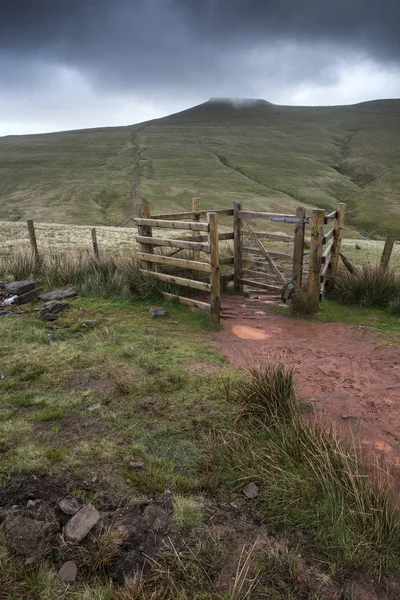 Sendero en Brecon Beacons paisaje que conduce a Corn Du pico ingenio — Foto de Stock