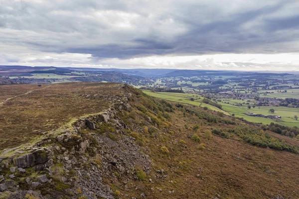 Fantastisk höst Fall landskap antenn drönare bild av landsbygden — Stockfoto