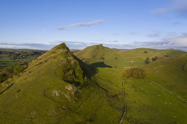 Fantastisk antenn drönare landskap bild av Peak District countrysi — Stockfoto