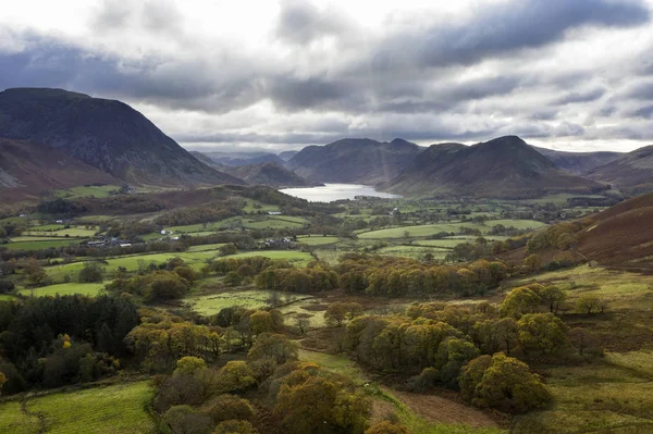 Beautiful aerial drone Autumn Fall landscape image of view from — Stock Photo, Image