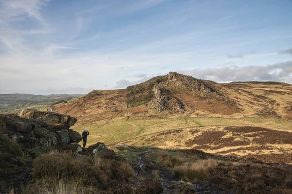 Epic Peak District Winter landscape of Ramsaw Rocks viewed from 