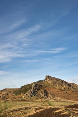 Epic Peak District Winter landscape of Ramsaw Rocks viewed from 
