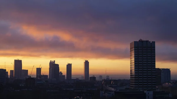 Majestic Dawn Sunrise Landscape Cityscape London City Sykline Looking East — Stock Photo, Image