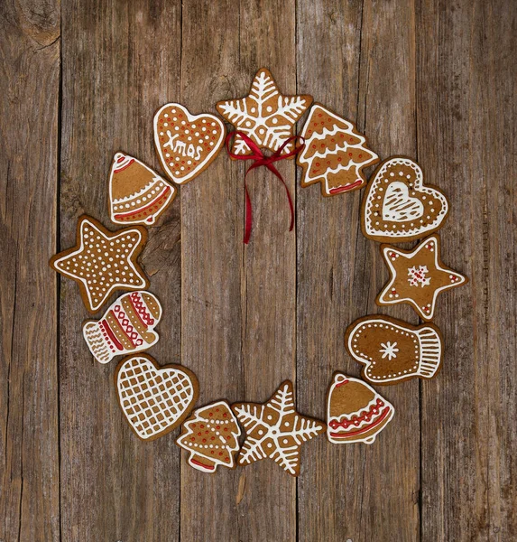 Grinalda festiva redonda com biscoitos Imagens Royalty-Free