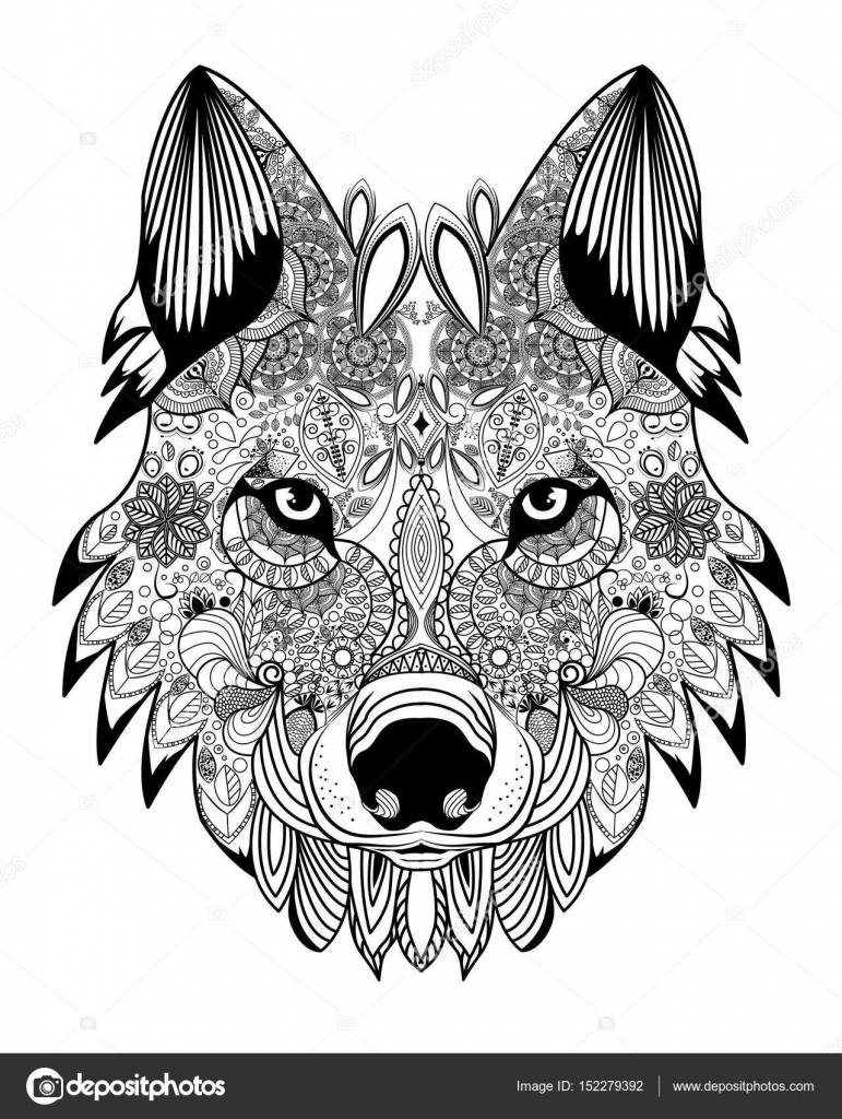 Wolf head zentangle ⬇ Vector Image by © lindwa | Vector Stock 152279392