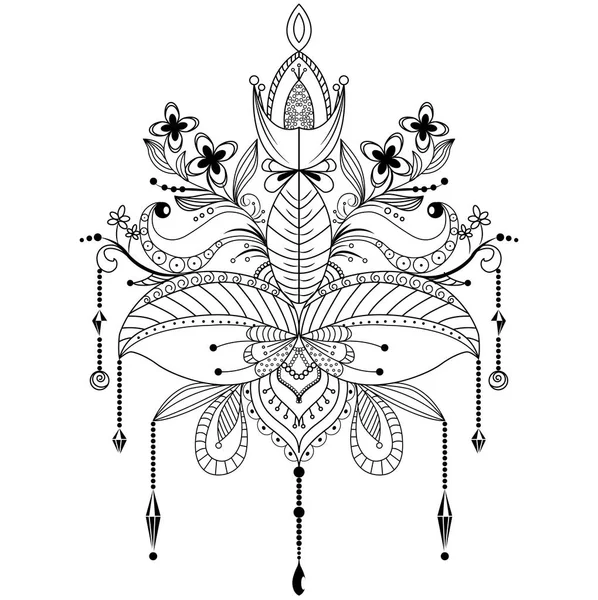 Zentangle ornamental lotusblomst – stockvektor