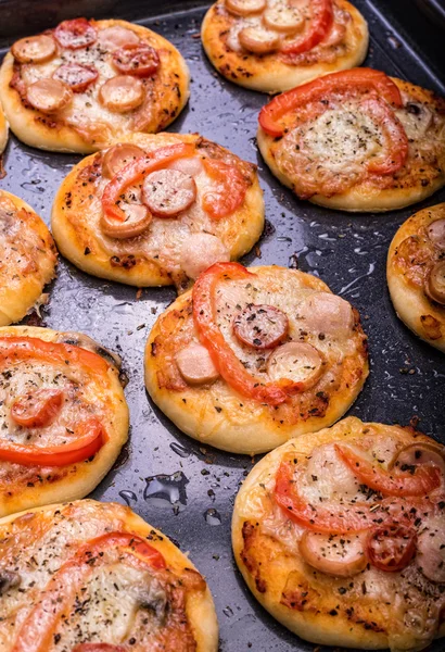 Mini pizza. Concept of cooking. — Stock Photo, Image
