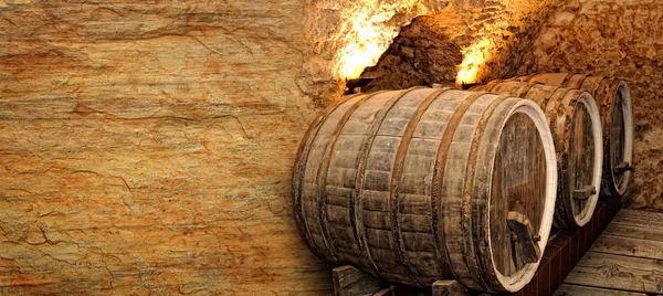Old wine barrels,wine cellar. — Stock Photo, Image