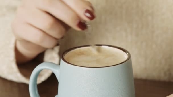 Hermosa Joven Disfrutando Chocolate Caliente — Vídeos de Stock