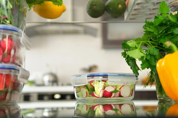 Open Fridge Full Healthy Food — Stock Photo, Image