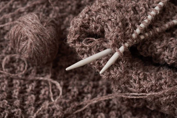 Pletení. Příze vlněná — Stock fotografie
