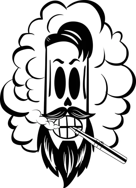 Чорно-білий череп дим електрична сигарета Стокова Ілюстрація
