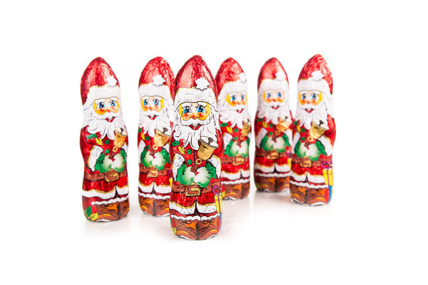 Santa Claus chocolate figures.  xmas decoration