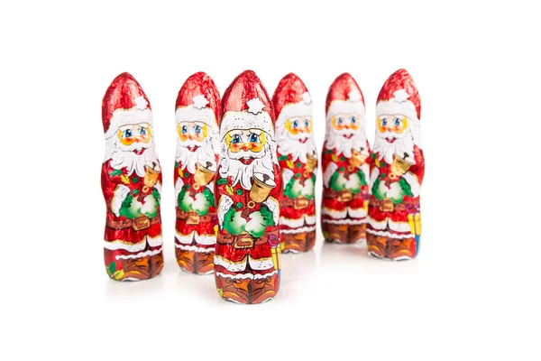 Figuras de chocolate de Santa Claus. decoración de Navidad Imágenes De Stock Sin Royalties Gratis