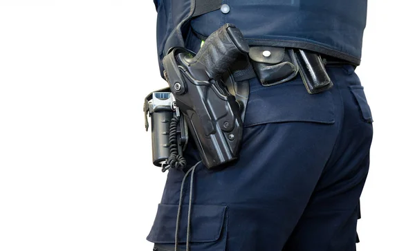 Police man with gun belt isolated — Stock Photo, Image