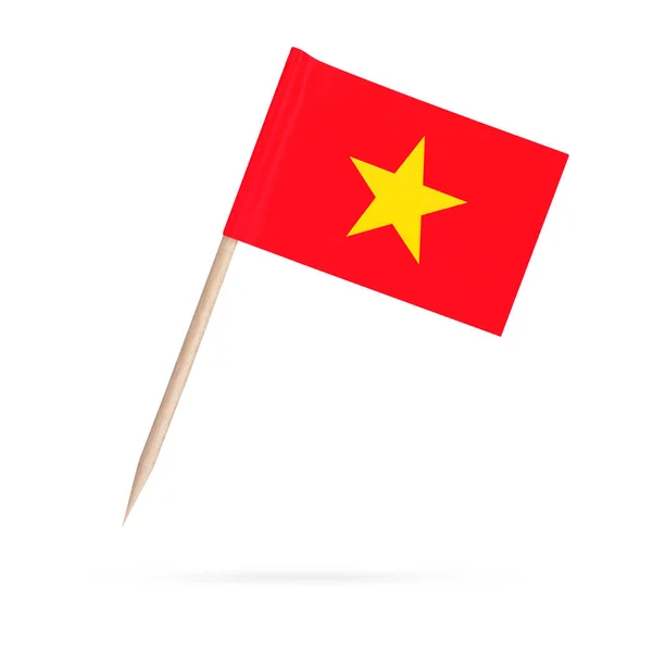 迷你纸旗越南 白色背景上孤立的越南牙签旗指针 下面有阴影 — 图库照片