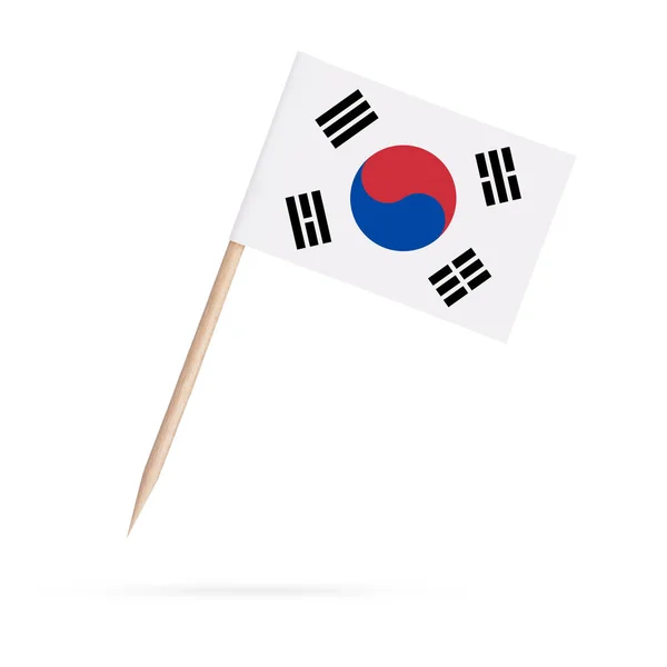 종이가 한국의 국기이다 배경에 한국의 이쑤시개 플래그 포인터 아래의 그림자와 — 스톡 사진