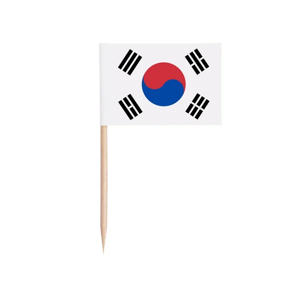 Miniaturowa Papierowa Flaga Korei Południowej Izolowany Wskaźnik Flagi Korei Południowej — Zdjęcie stockowe