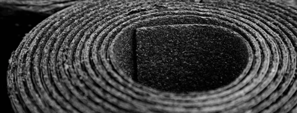 Closeup Roll New Black Roofing Felt Bitumen Shallow Depth Field — Stock Photo, Image