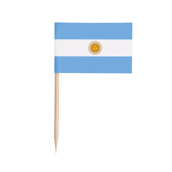 Miniature Paper Flag Argentina Isolated Argentinian Toothpick Flag Stick White — Stock Photo, Image