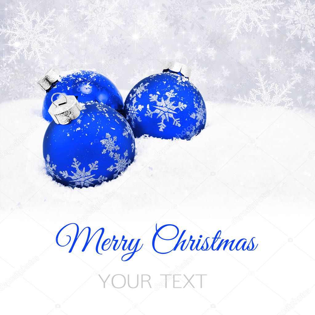 Three blue christmas balls 