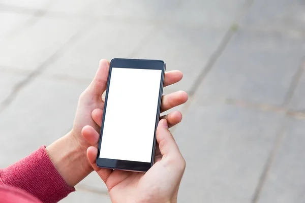 Man uses his Mobile Phone outdoor — Stock Photo, Image