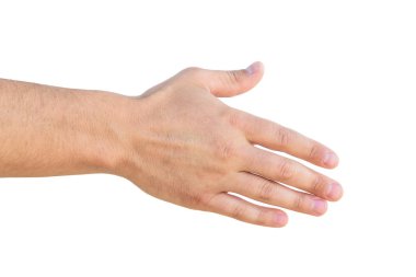 Beyaz arkaplanda insan el işareti izole edildi