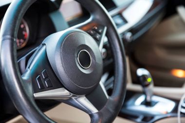 Luxery bej salon ile aracın iç görünüm 