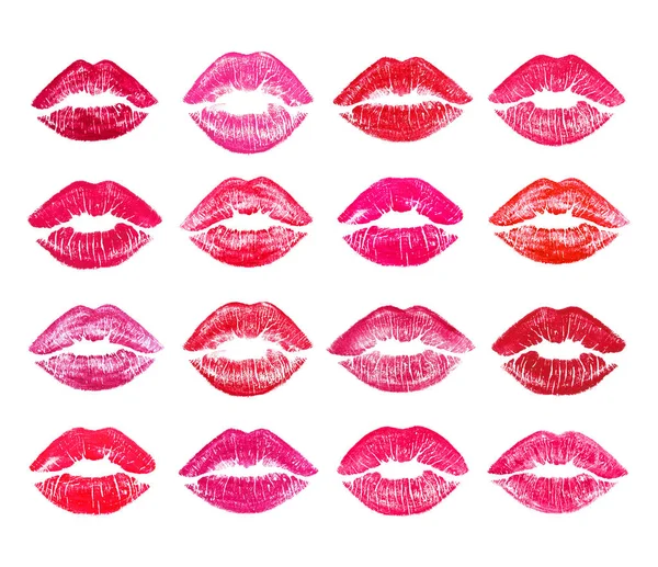 Set of beautiful red lips — Stock Photo, Image