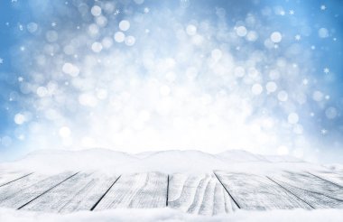 bokeh ışıklar ve kar taneleri ile dekoratif Noel arka plan