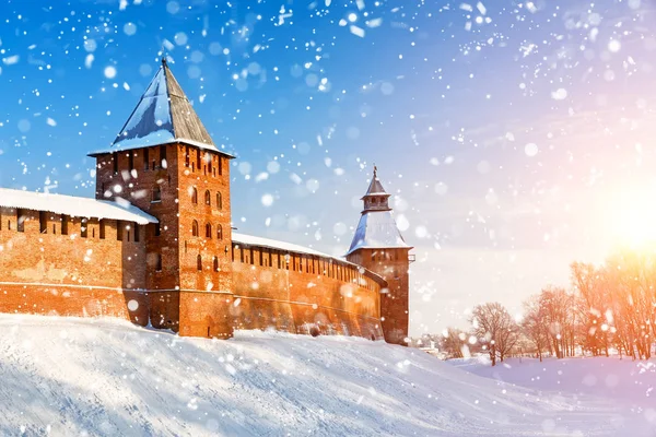 Winterlandschaft von Novgorod, dem großen. lizenzfreie Stockbilder