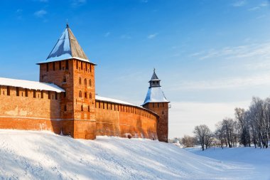 Büyük Novgorod'un kış manzarası.
