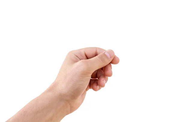 Empty Man Hand Sign Isolated White Background Man Hand Holding — Stock Photo, Image