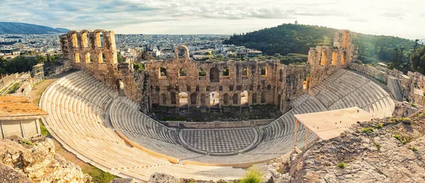 Одеон Герода Аттика Называемый Иродеоном Каменный Римский Театр Расположенный Юго — стоковое фото