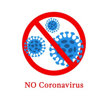 Soyut virüs modeli Roman Coronavirus 2019-nCoV kırmızı STOP işareti ile çizilmiştir. Koronavirüs tehlikesi ve halk sağlığı riski. Tehlikeli hücreli pandemik tıbbi konsept.