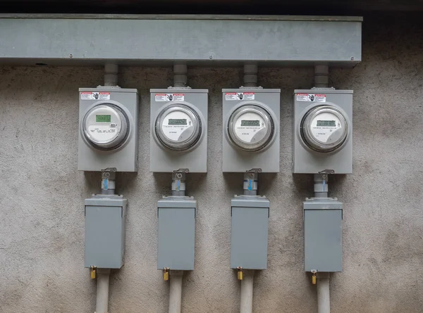 Outdoor Electricity Meters Side Apartment Complex — Stock Photo, Image