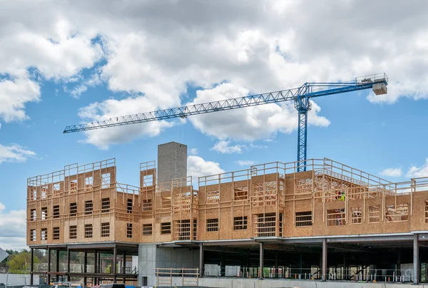 Commercial Building Construction Site Crane — Stock Photo, Image