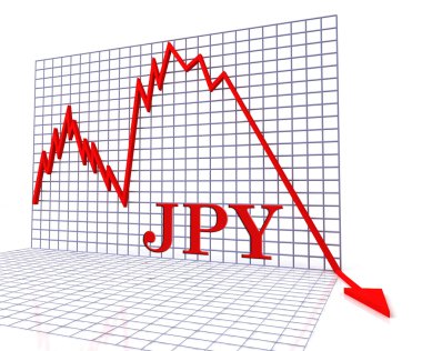 JPY grafik negatif temsil eden Japonya Kriz 3d render