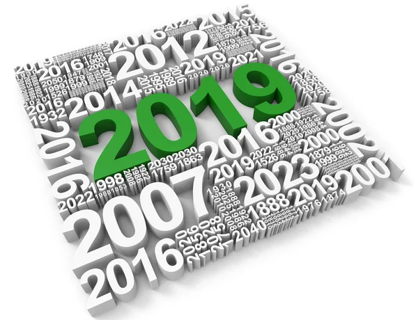 Twenty Nineteen Represents 2019 New Year 3d Rendering — Stock Photo, Image