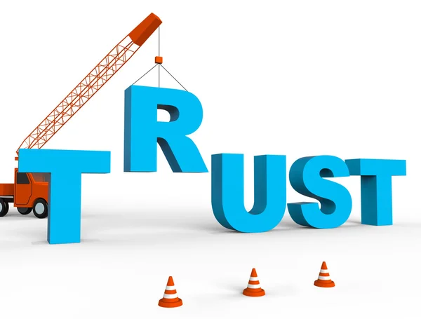 Budovat důvěru označuje věří v 3d vykreslování — Stock fotografie