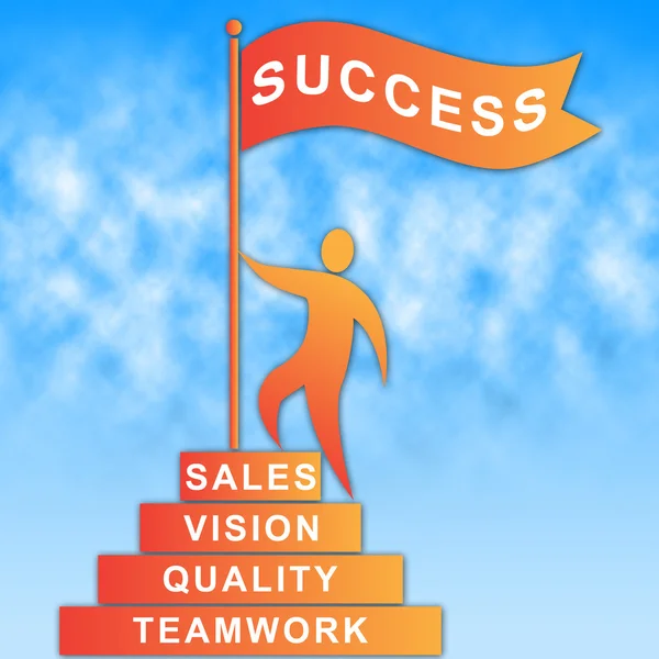 Success Flag Indicates Successful Progress And Winning — Stock Photo, Image