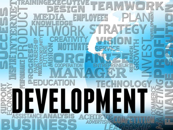 Utveckling ord representerar framgång utveckling och framsteg — Stockfoto
