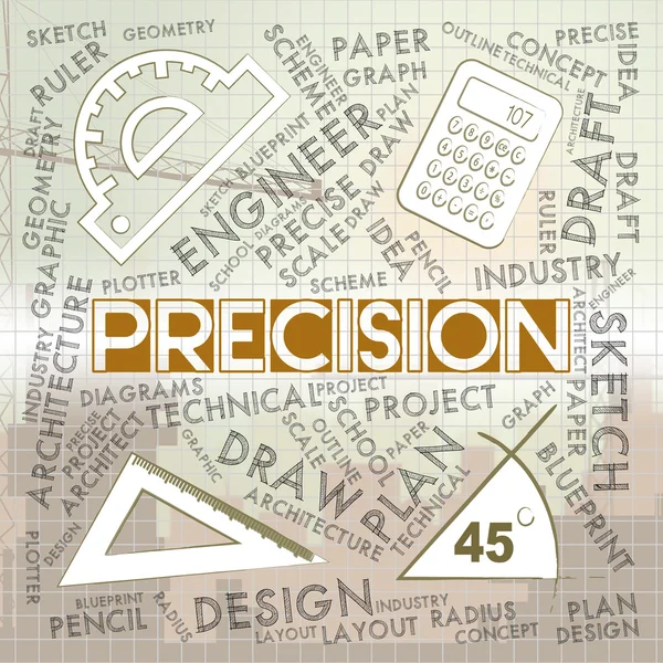 Le parole di precisione mostrano precisione accuratezza e qualità — Foto Stock