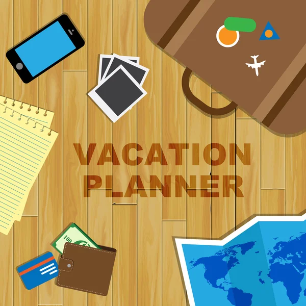 Planificatorul de vacanță arată că merge la pregătirile de vacanță — Fotografie, imagine de stoc