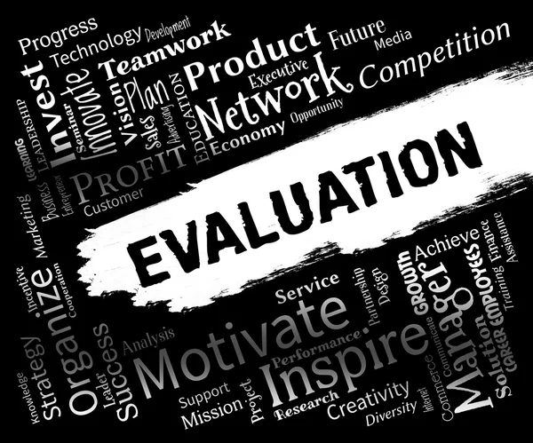 Palabras de Evaluación Representa Estimación Estimación y Evaluación —  Fotos de Stock