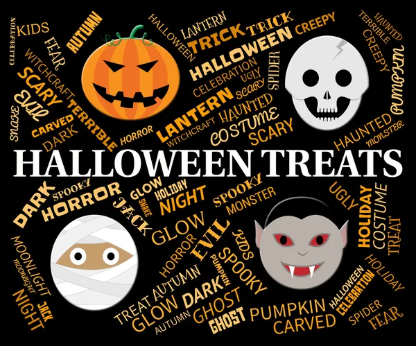 Halloween Treats Indicates Luxuries Goodies And Horror — Stock Photo, Image