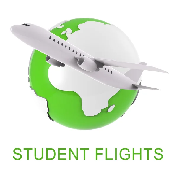 Student vluchten geeft aan Jet transport 3D-Rendering — Stockfoto